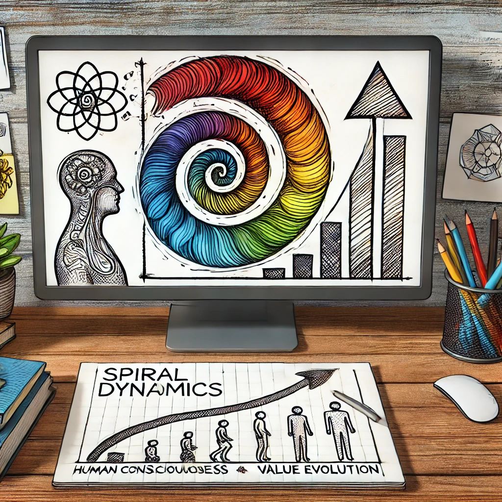 DALL·E .. A hand drawn style illustration of Spiral Dynamics displayed on a computer screen. The spiral is colorful and ascending, representing human consciousn DALL·E .. A hand drawn style illustration of Spiral Dynamics displayed on a computer screen. The spiral is colorful and ascending, representing human consciousn