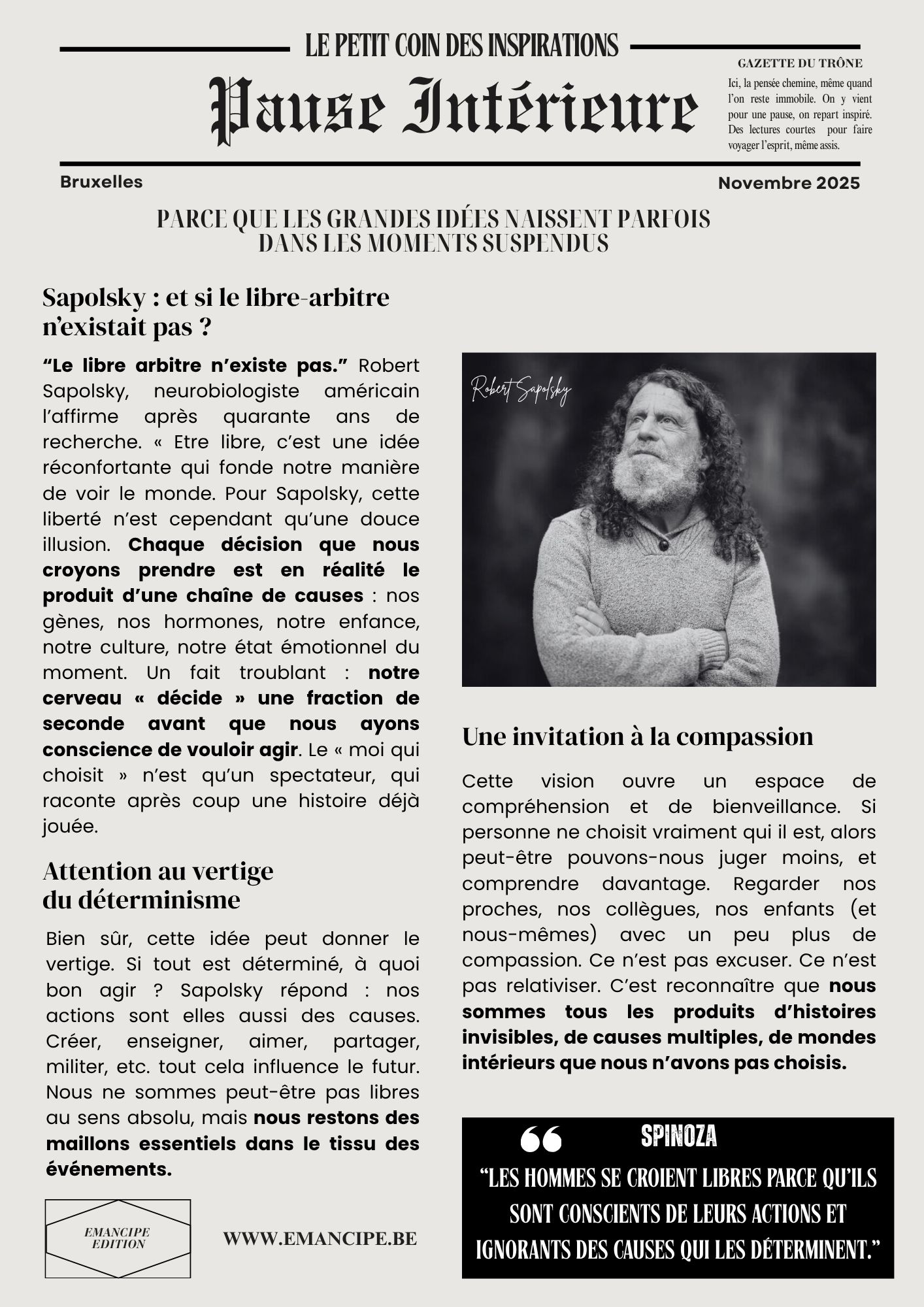 pause intérieure novembre libre arbitre