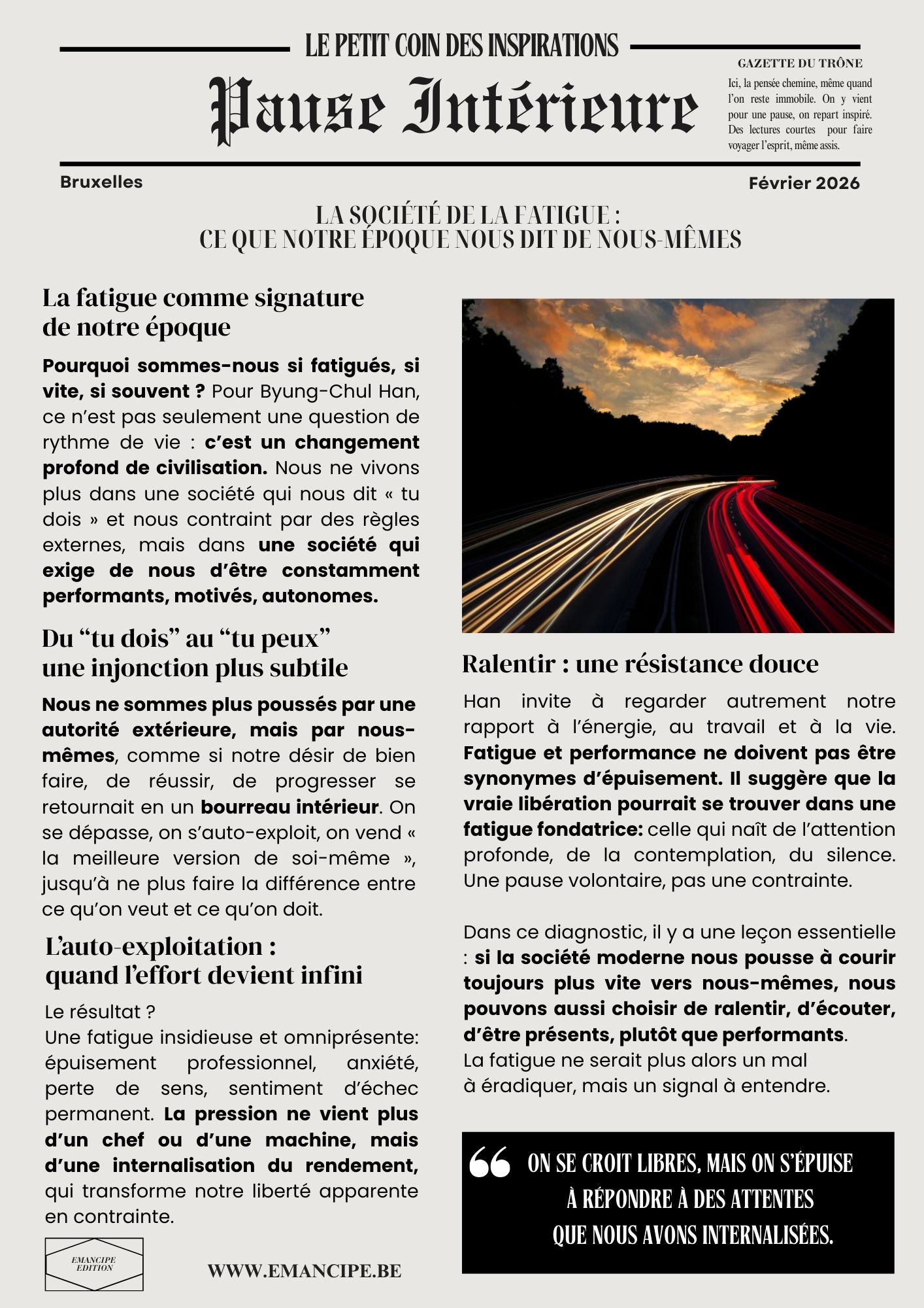 Gazette toillette février fatigue