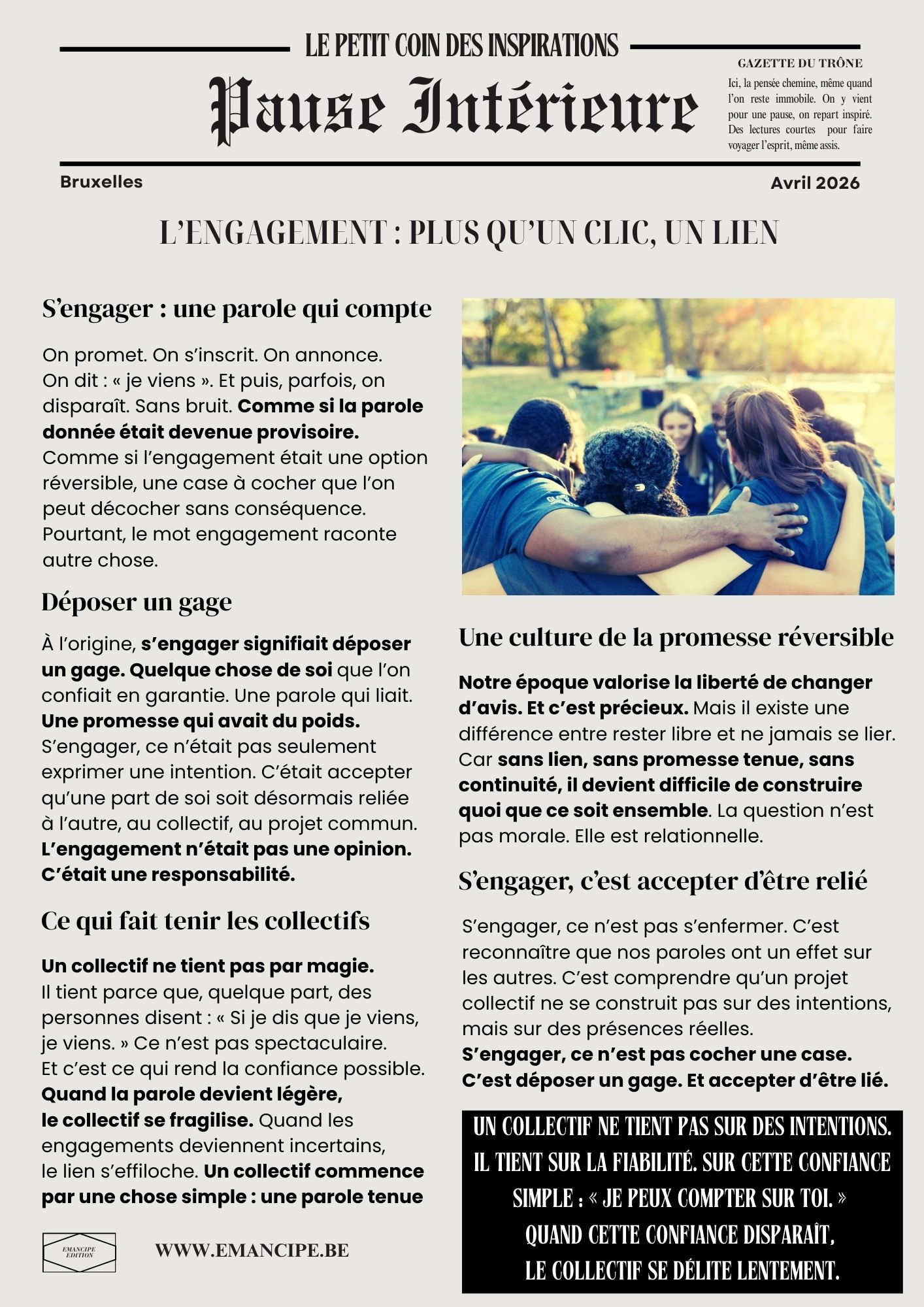 Gazette toillette avril engament